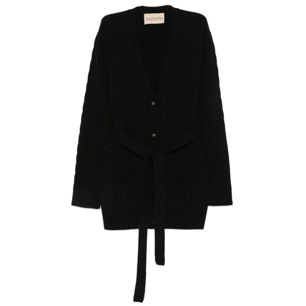 Valentino Garavani Women Cable-Knit Belted Cashmere Cardigan